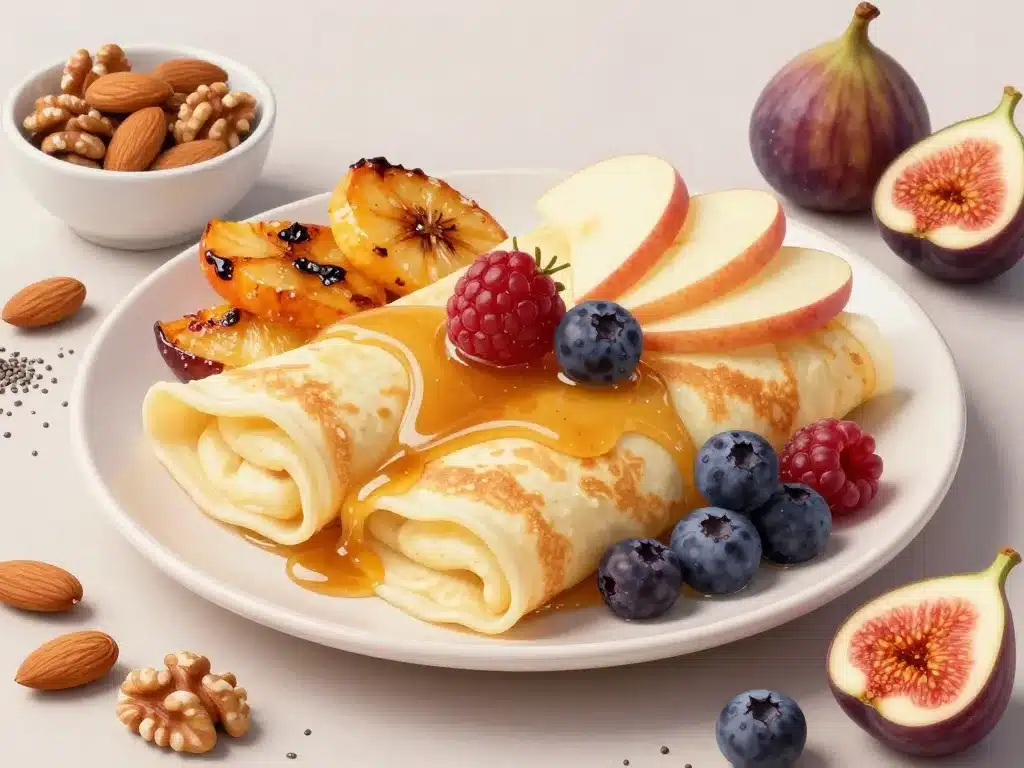 crêpe fromage blanc, fruits frais et miel