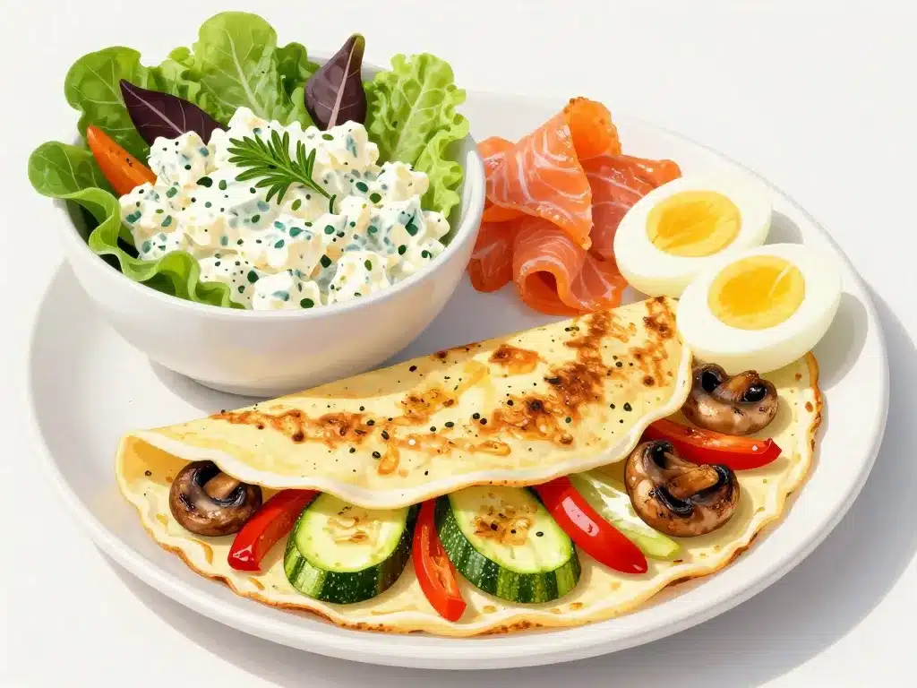 crêpe fromage blanc, garniture salée légumes et herbes