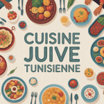 Grande table familiale avec plats de recette juive tunisienne