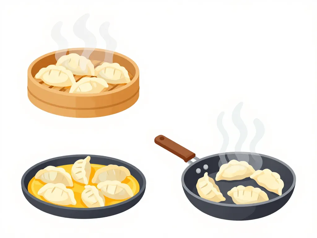 Méthodes de cuisson des raviolis vietnamiens à la vapeur, frits et à la poêle