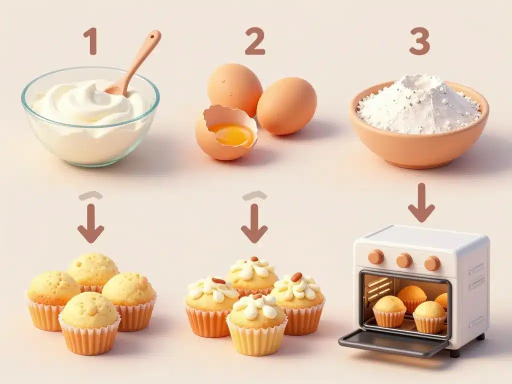 Guide étape par étape muffin fromage blanc