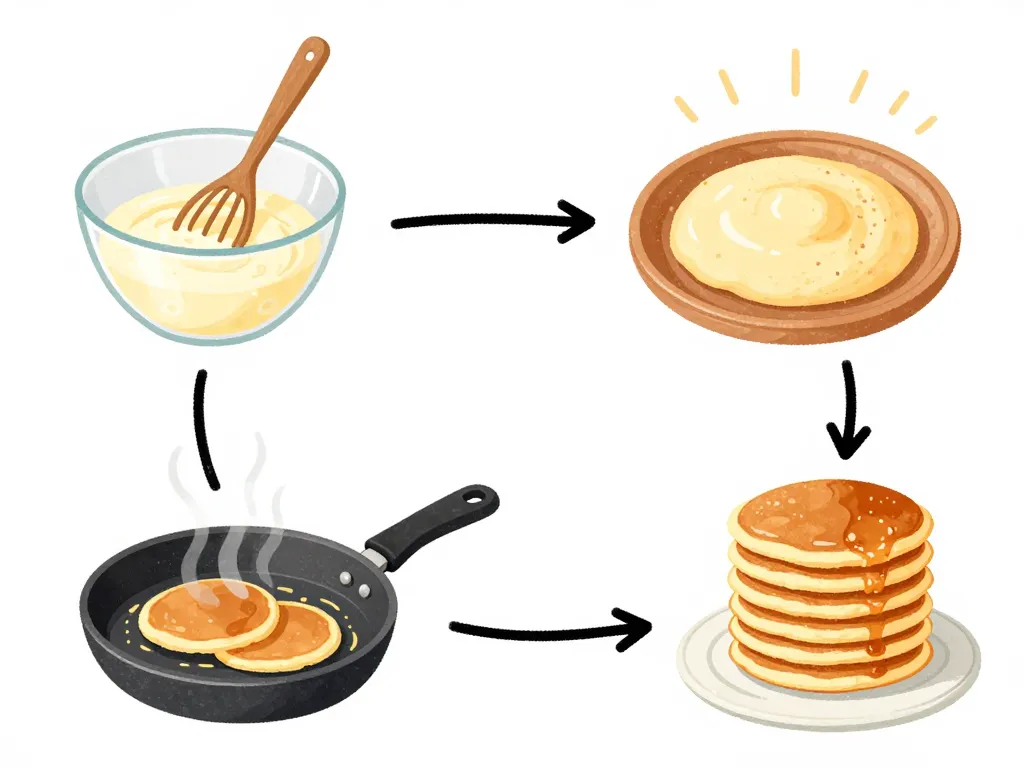 Illustration étapes recette pancake fromage blanc en cuisine