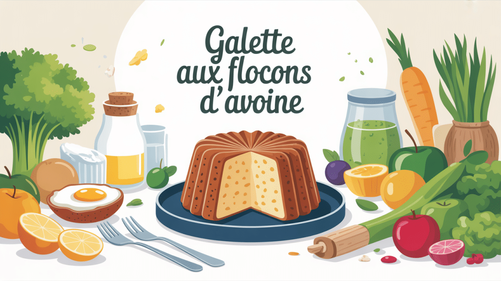 galette flocons d avoine ingrédients assiette illustration