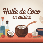 Guide visuel huile de coco cuisine table ingrédient