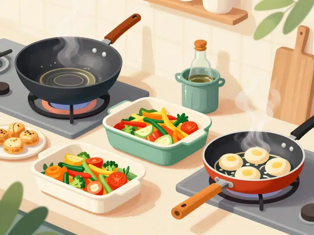 Huile de coco cuisine ustensiles cuisson pâtisserie wok