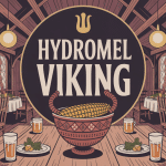 Illustration hydromel viking corne banquet et miel
