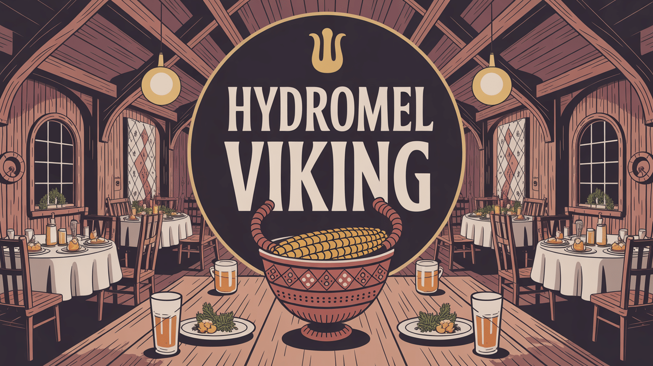 Illustration hydromel viking corne banquet et miel