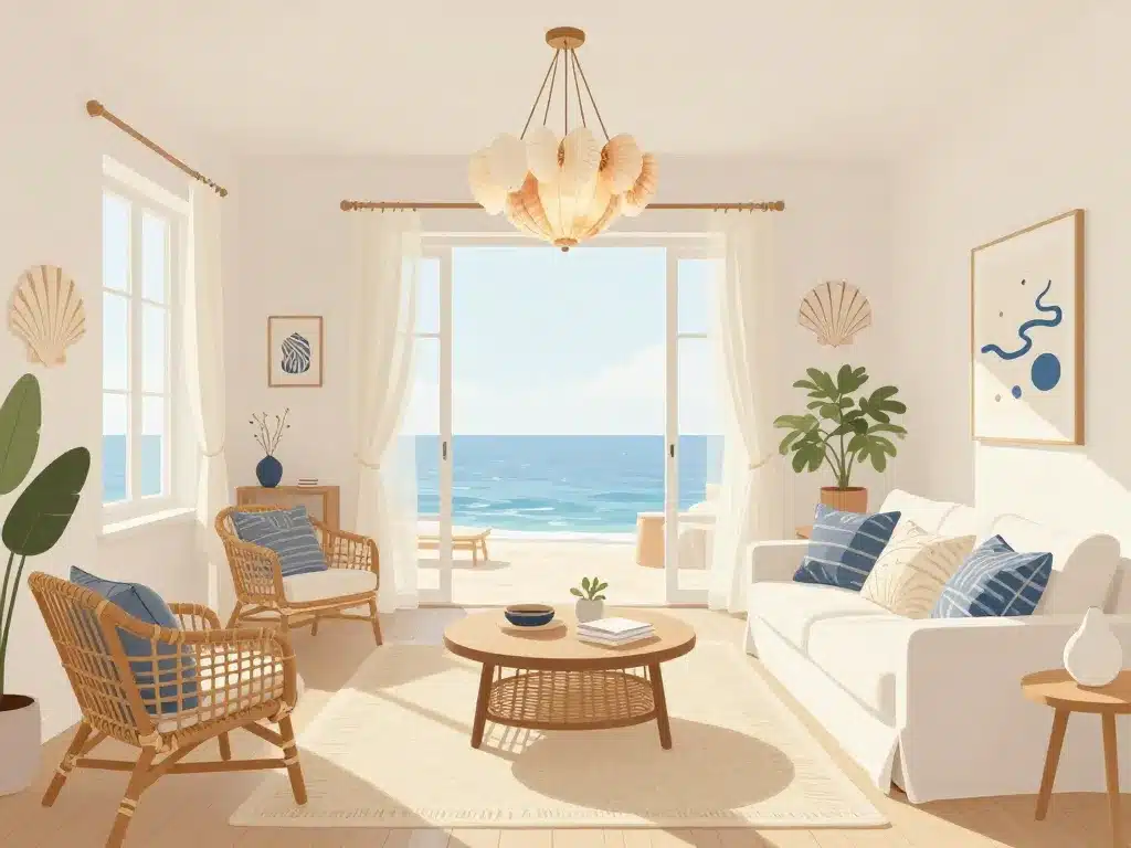 Maison coquillage salon déco élégante maritime