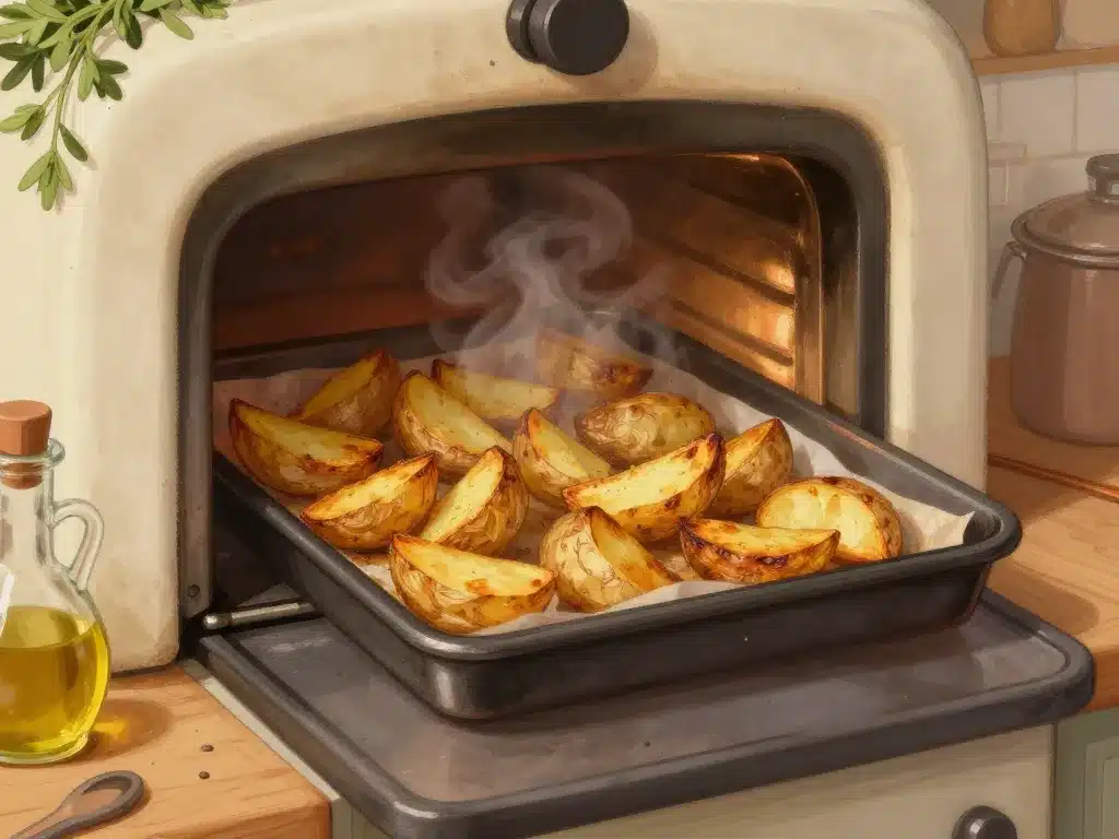 Cuisson pommes de terre au four croustillantes façon grands-mères dans un four rustique