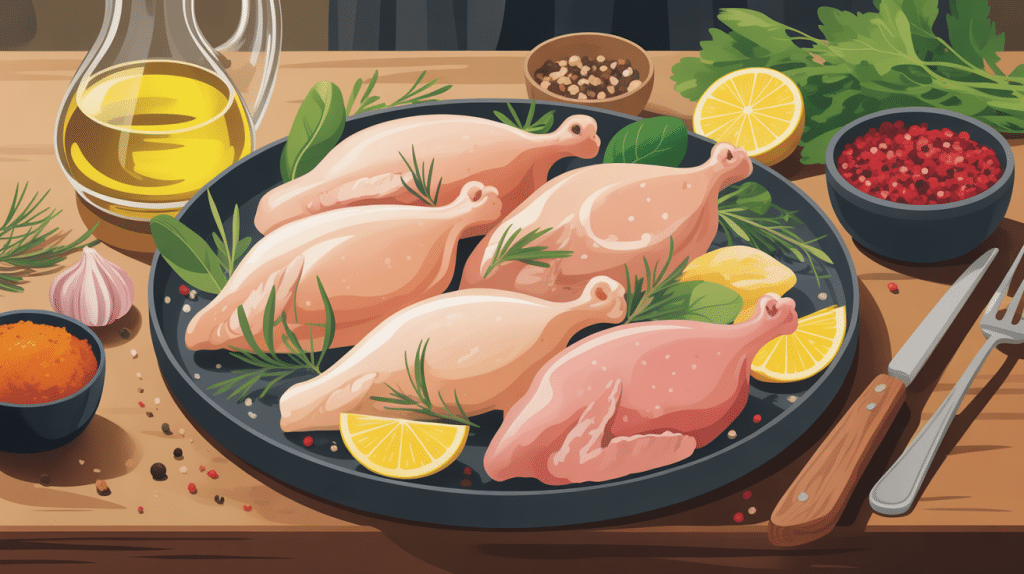 Illustration gourmande de marinade pour ailes de poulet avec ingrédients