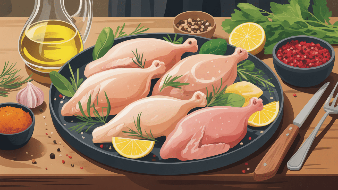 Illustration gourmande de marinade pour ailes de poulet avec ingrédients