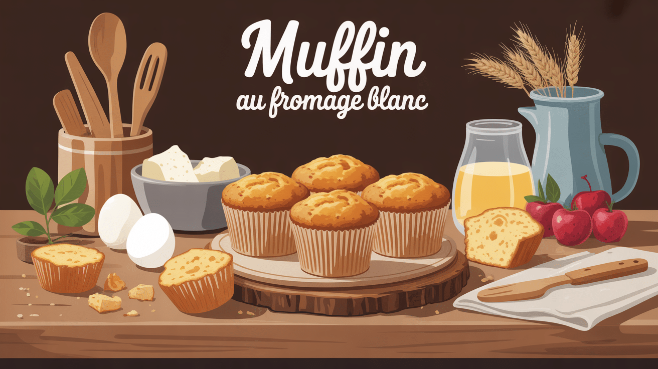 Muffin fromage blanc avec ingrédients sur table