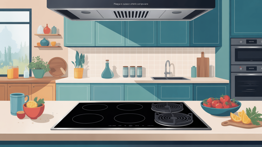 plaque de cuisson avec hotte intégrée avis illustration moderne design