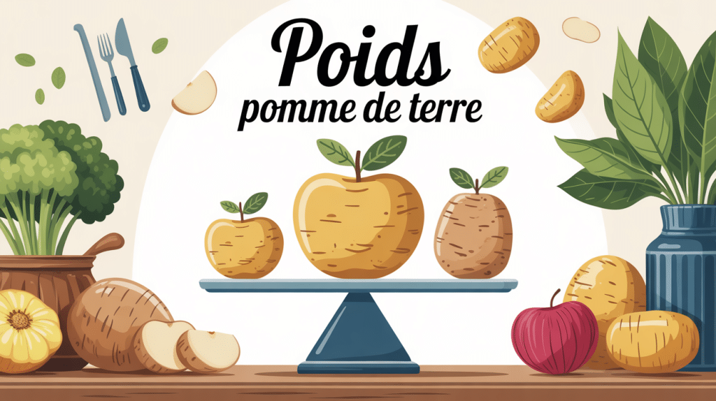 poids pomme de terre différentes tailles sur balance