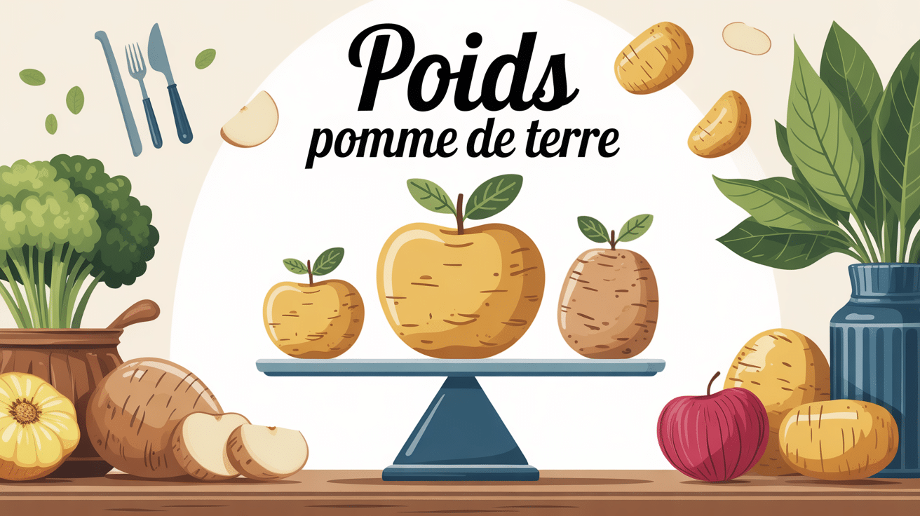 poids pomme de terre différentes tailles sur balance