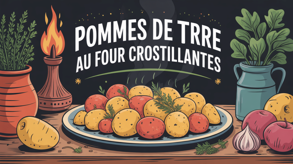 Plat de pommes de terre au four croustillantes façon grands-mères sur table rustique