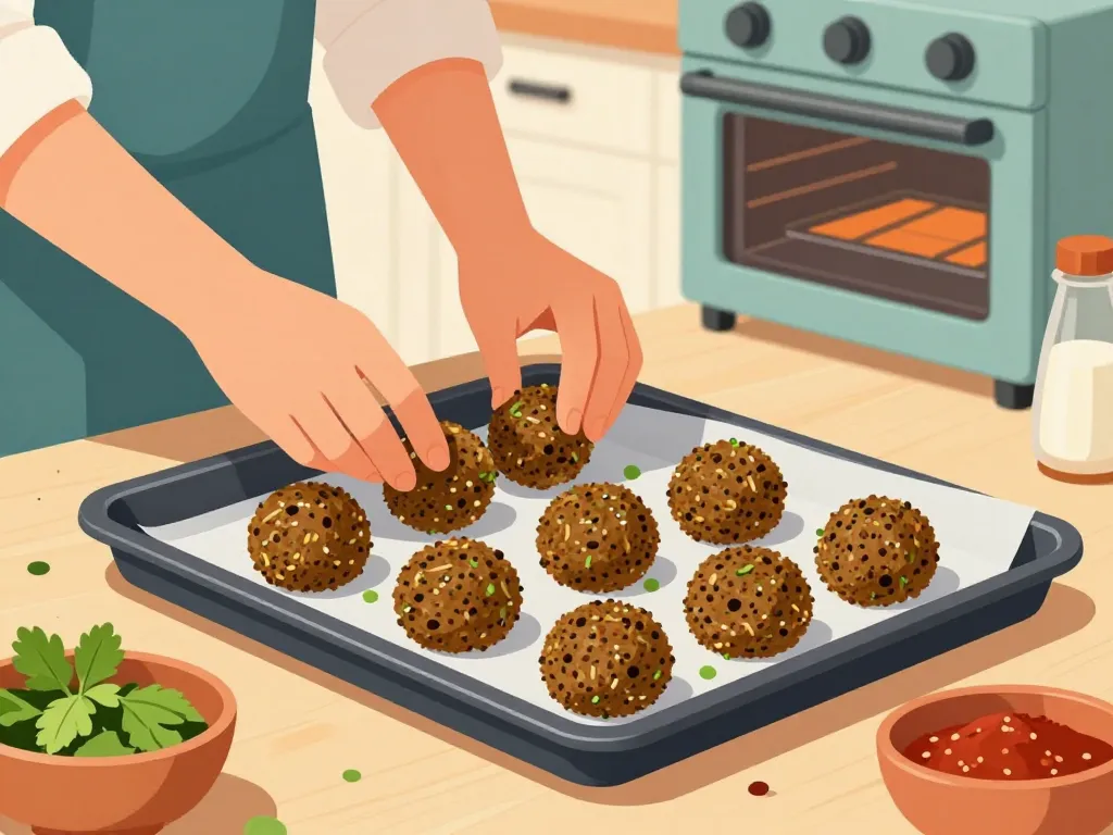 recette falafel au four, étapes de préparation maison illustrées