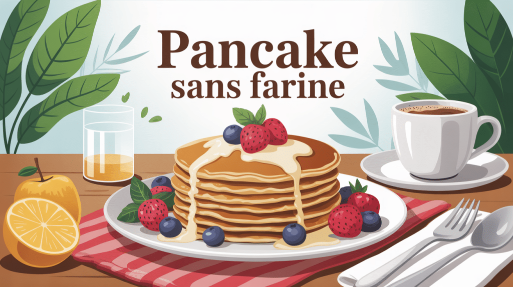 recette pancake sans farine sur assiette avec fruits frais