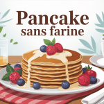 recette pancake sans farine sur assiette avec fruits frais