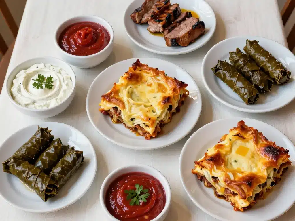 Table mezzés tzitzikas kai mermigas Athènes plats grecs