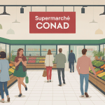 illustration supermarché conad moderne ambiance italienne