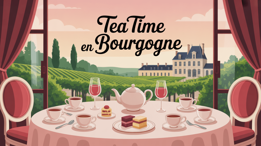 Tea time Burgundy table raffinée pâtisseries vignobles
