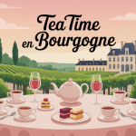 Tea time Burgundy table raffinée pâtisseries vignobles