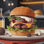 Truffle burger gourmet avec sauce et pain brioché
