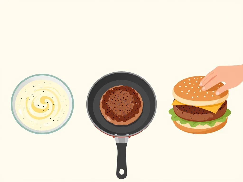 Truffle burger étapes sauce et cuisson parfaite