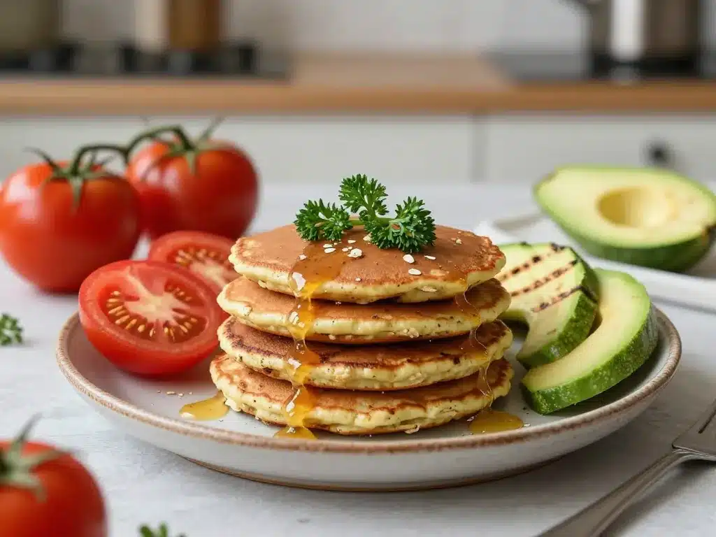 galettes de flocon d'avoine assiette salée légumes