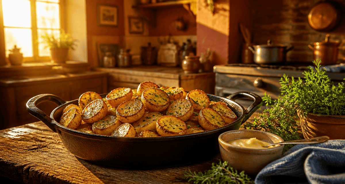 accompagnement de pommes de terre sarladaises dorées en plat