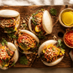 Bao bun maison garni de porc caramélisé et pickles