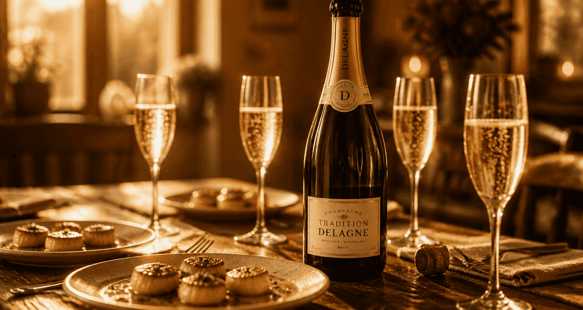 champagne tradition de delagne bouteille et flûtes
