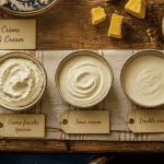 cream creme fraiche sour cream double cream en bols