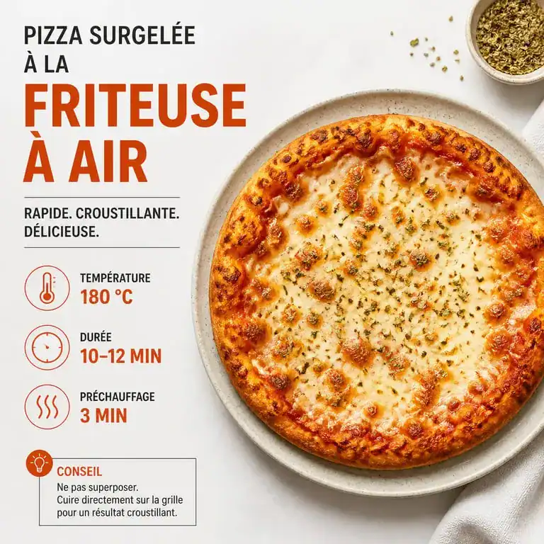 Pizza surgelée croustillante cuite à la friteuse à air fryer