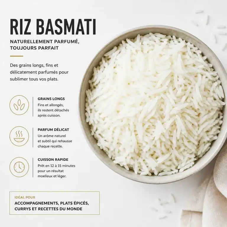 Bol de riz basmati cuit au micro-ondes, grains détachés et prêts à servir