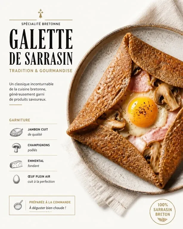 Galette de sarrasin traditionnelle servie à la crêperie L'Épi de Blé