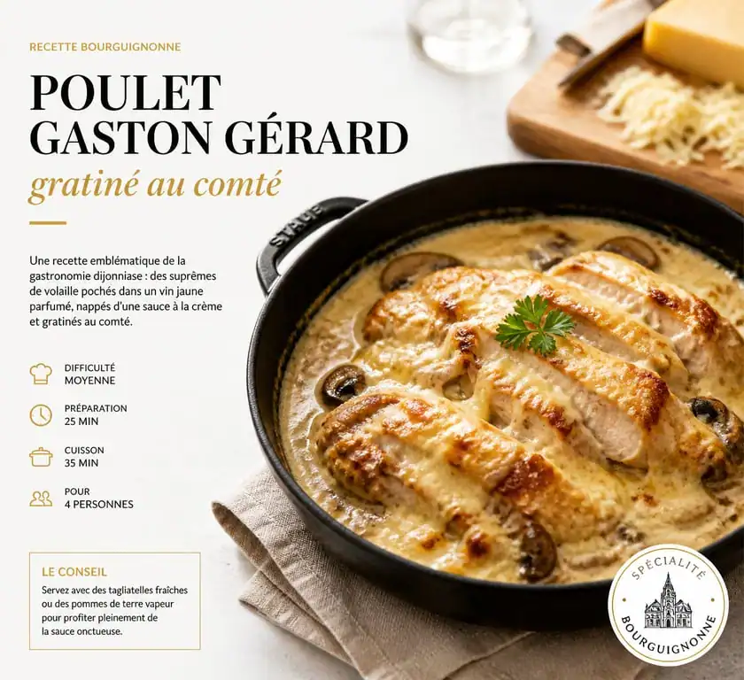 Poulet Gaston Gérard façon Cyril Lignac gratiné au comté