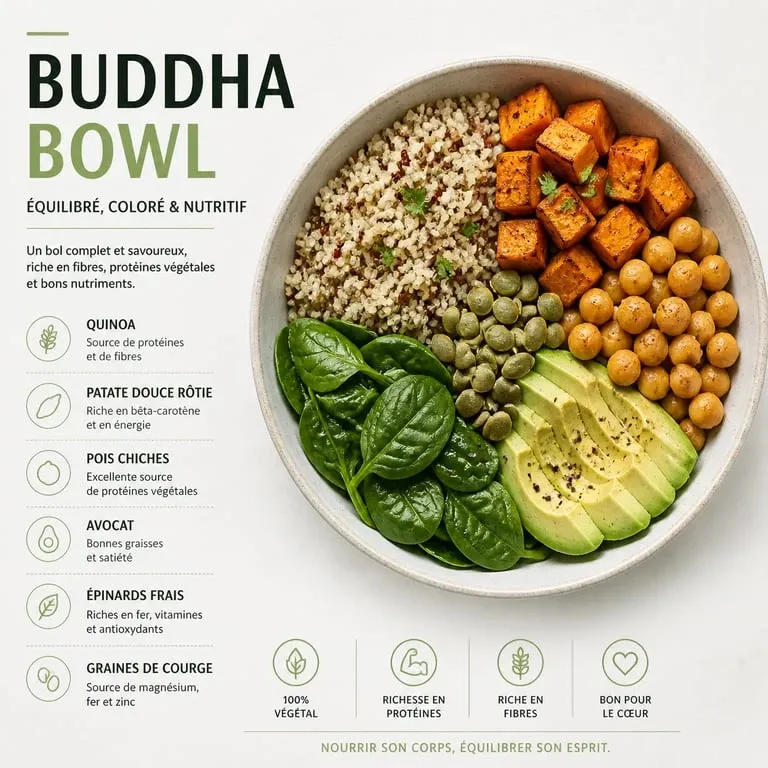 Buddha bowl healthy au quinoa et patate douce pour une alimentation saine
