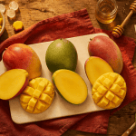 Mangue mure variétés ouvertes sur table rustique