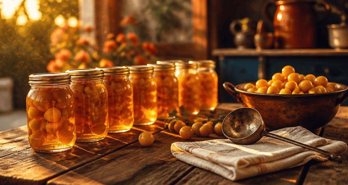 mirabelle au sirop sans stérilisation bocaux sur table