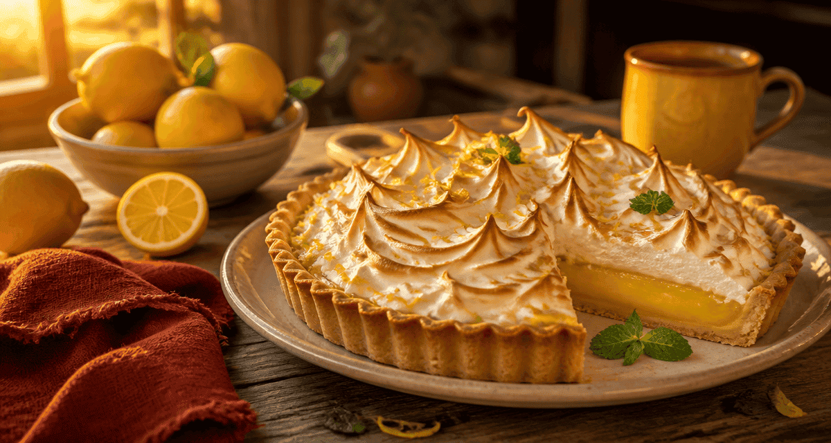 Pie lemon meringuée, citron, ambiance chaleureuse