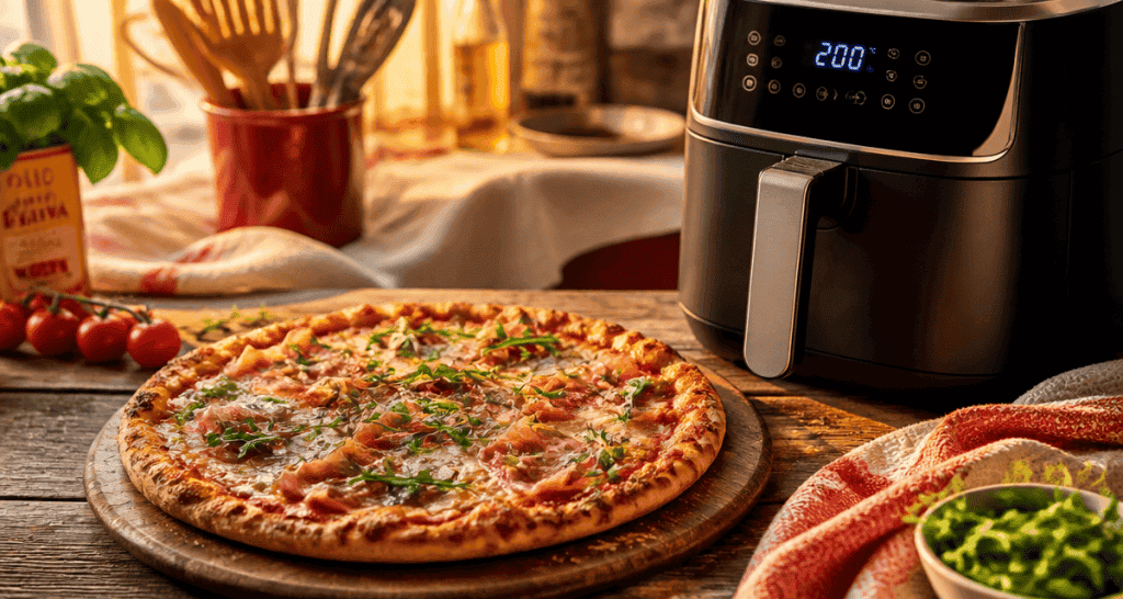 pizza surgelée airfryer sortie dorée croûte croustillante