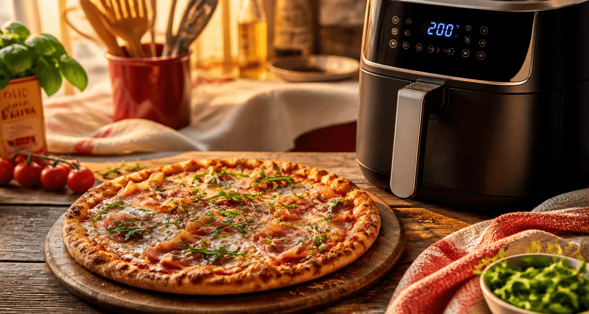 pizza surgelée airfryer sortie dorée croûte croustillante