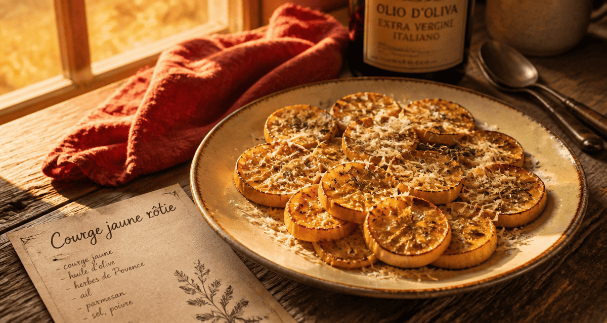 Recette courge jaune rôtie parmesan herbes