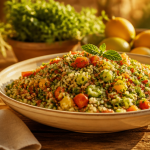 recette taboulé méditerranéen plat coloré sur table