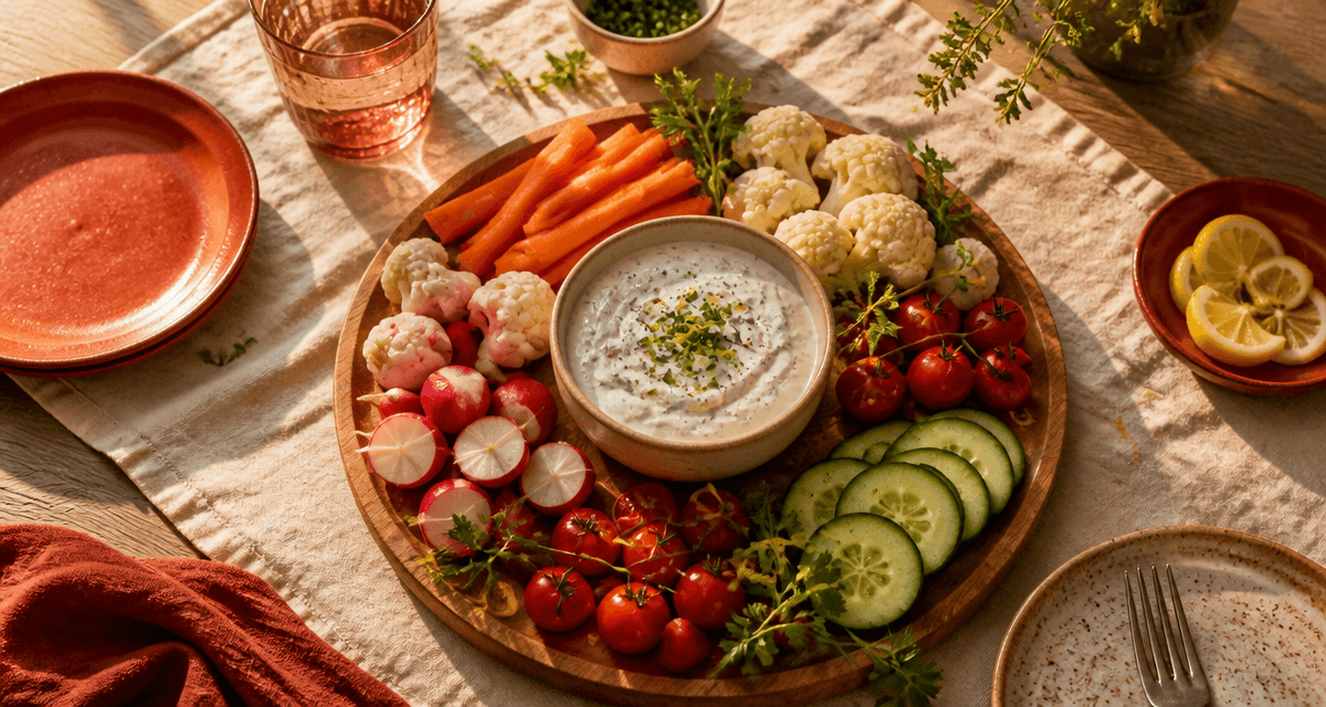 sauce crudité pour apéro avec légumes variés