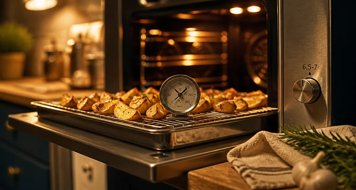 200 degrés thermostat : four et pommes de terre rôties, réglage 6,5-7
