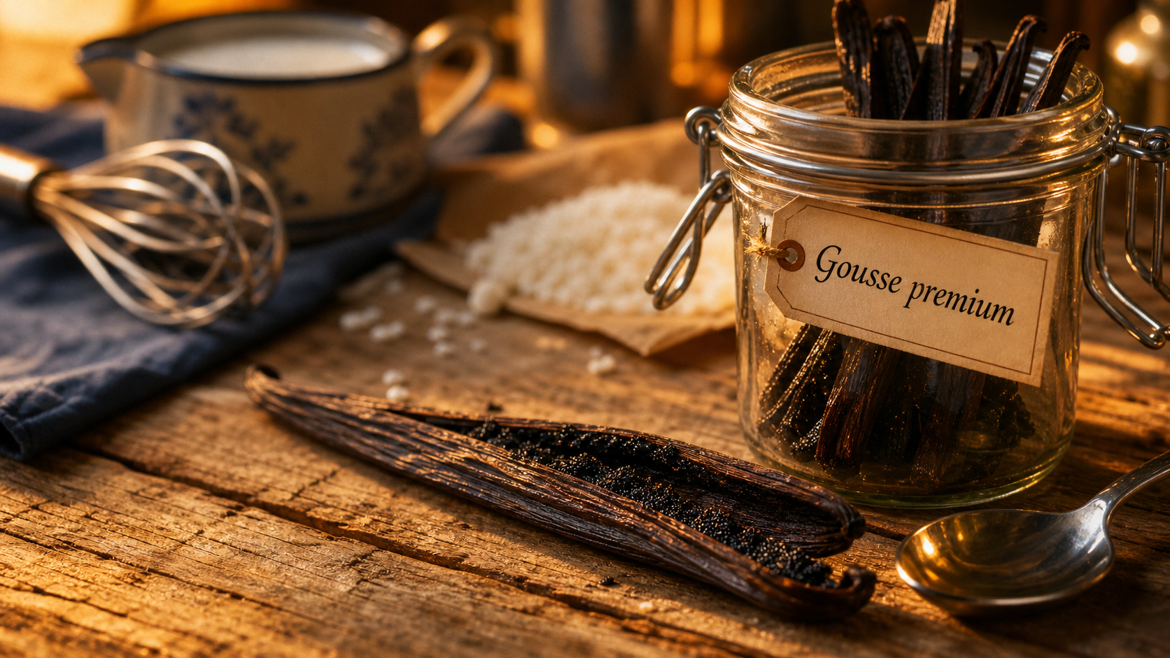 Bean vanilla : gousse de vanille premium fraîche, grains noirs