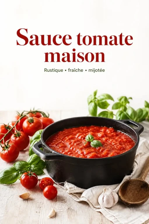 Sauce tomate maison façon grand-mère dans une cocotte en fonte